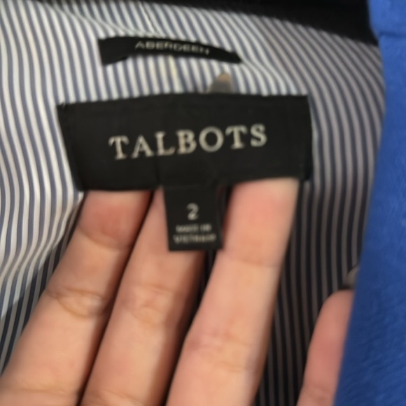 Talbots blue blazer with black piping accent and gold buttons - Picture 4 of 4